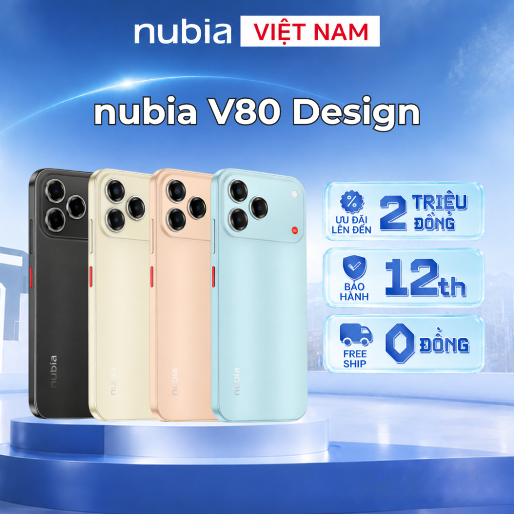 Điện thoại di động Nubia V80 Design I Màn hình 6.75" 120Hz I Độ sáng 1000nits I Hỗ trợ NFC | Bảo hành chính hãng