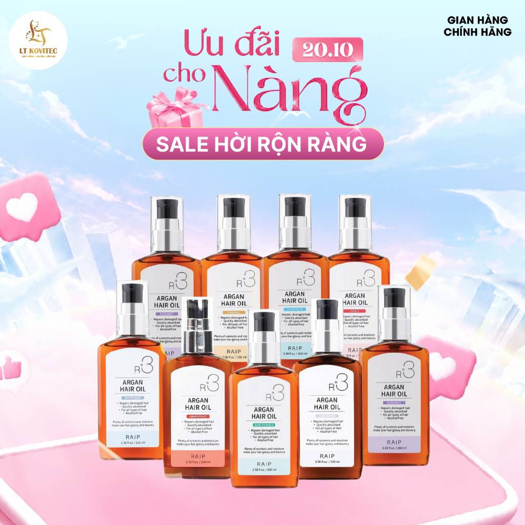 Tinh Dầu Dưỡng Tóc Raip R3 Argan Hair Oil 100ml có nhiều mùi Hàn Quốc- LT KOVITEC