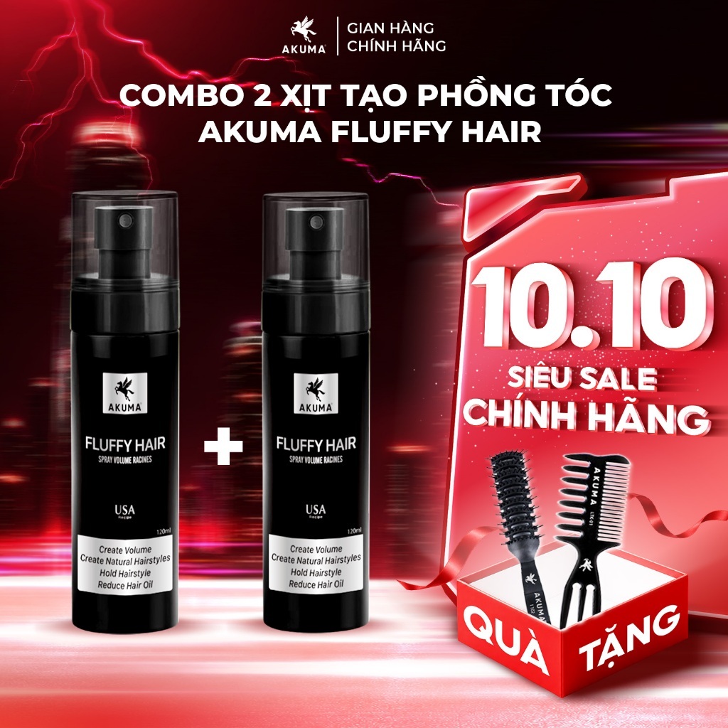 Xịt tạo phồng tóc AKUMA FLUFFY HAIR 120ml Làm phồng tóc, kiềm dầu ngăn ngừa bết tóc, dùng cho cả nam nữ