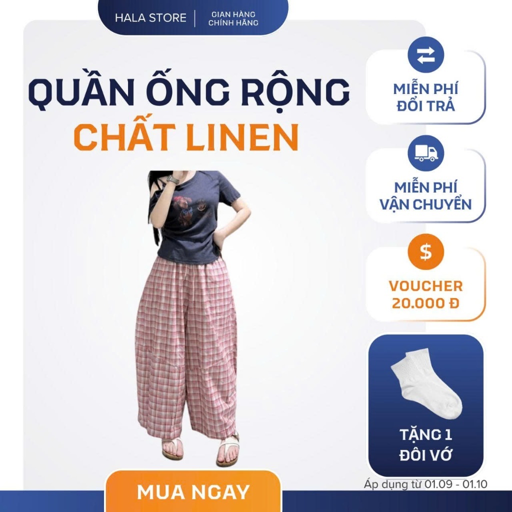 Quần Thụng Caro Ống Rộng Che Khuyết Điểm Cho Nữ