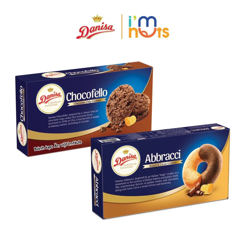 Bánh Quy Danisa Abbracci Bơ Cacao 168g Và Chocofello Chocochip 150g