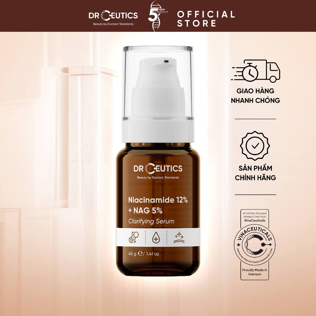 DRCEUTICS Serum Phiên Bản Nâng Cấp Niacinamide 12% – Dưỡng Da Sáng Khỏe, Kiểm Soát Dầu Thừa 40g