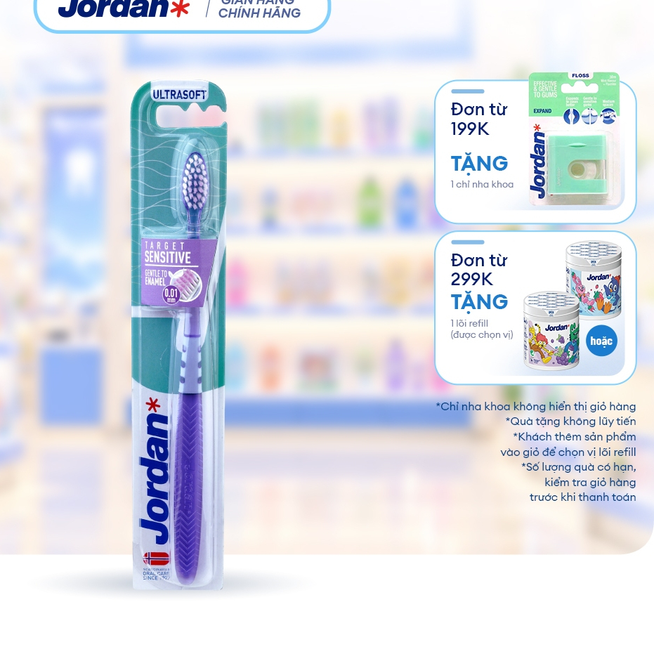 Combo 3 bàn chải đánh răng Jordan Target Sensitive, Lông siêu mềm siêu mỏng…