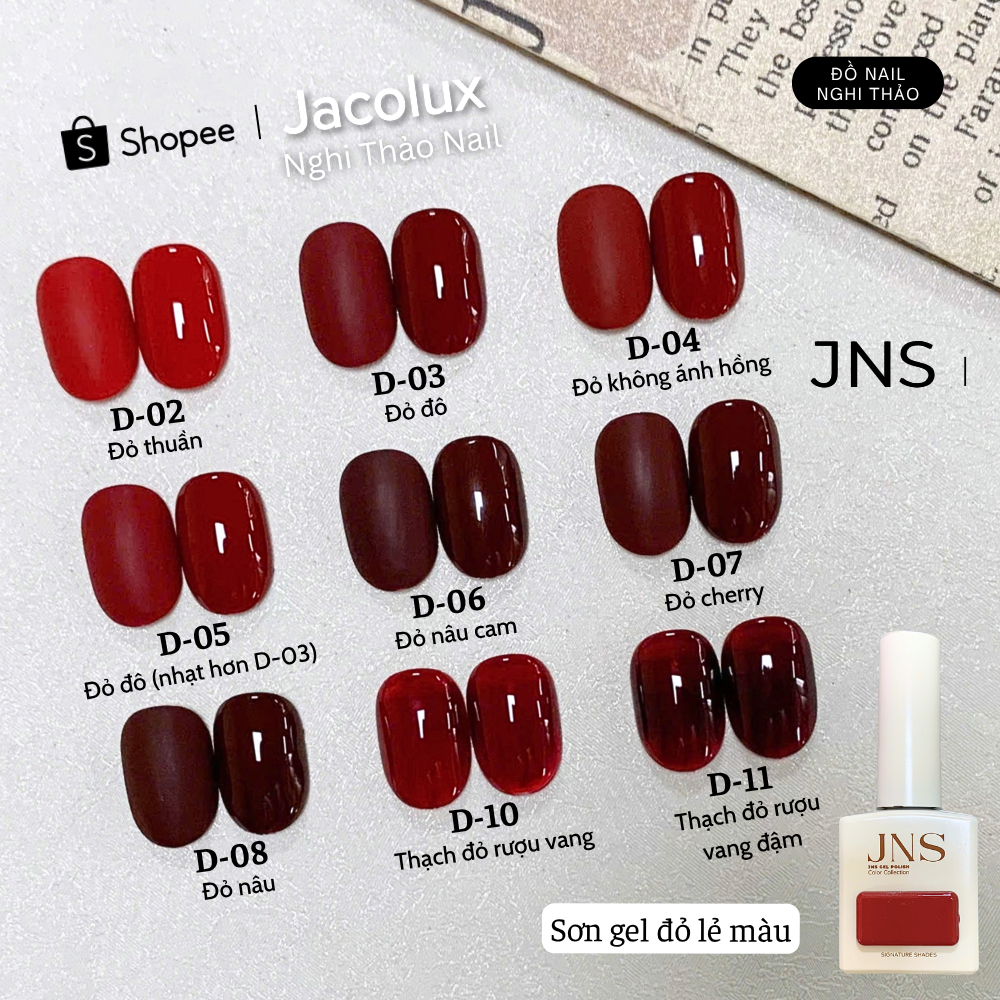 Sơn gel đỏ lẻ màu JNS đồ làm nails Nghi Thảo GJNSX