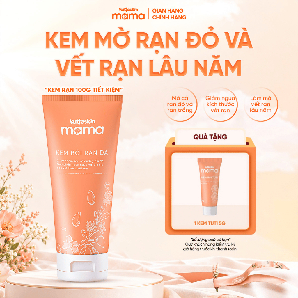 Kem Trị Rạn Da Kutieskin Mama An Toàn Cho Mẹ Bầu, Mờ Thâm Vết Rạn, Giảm Ngứa…
