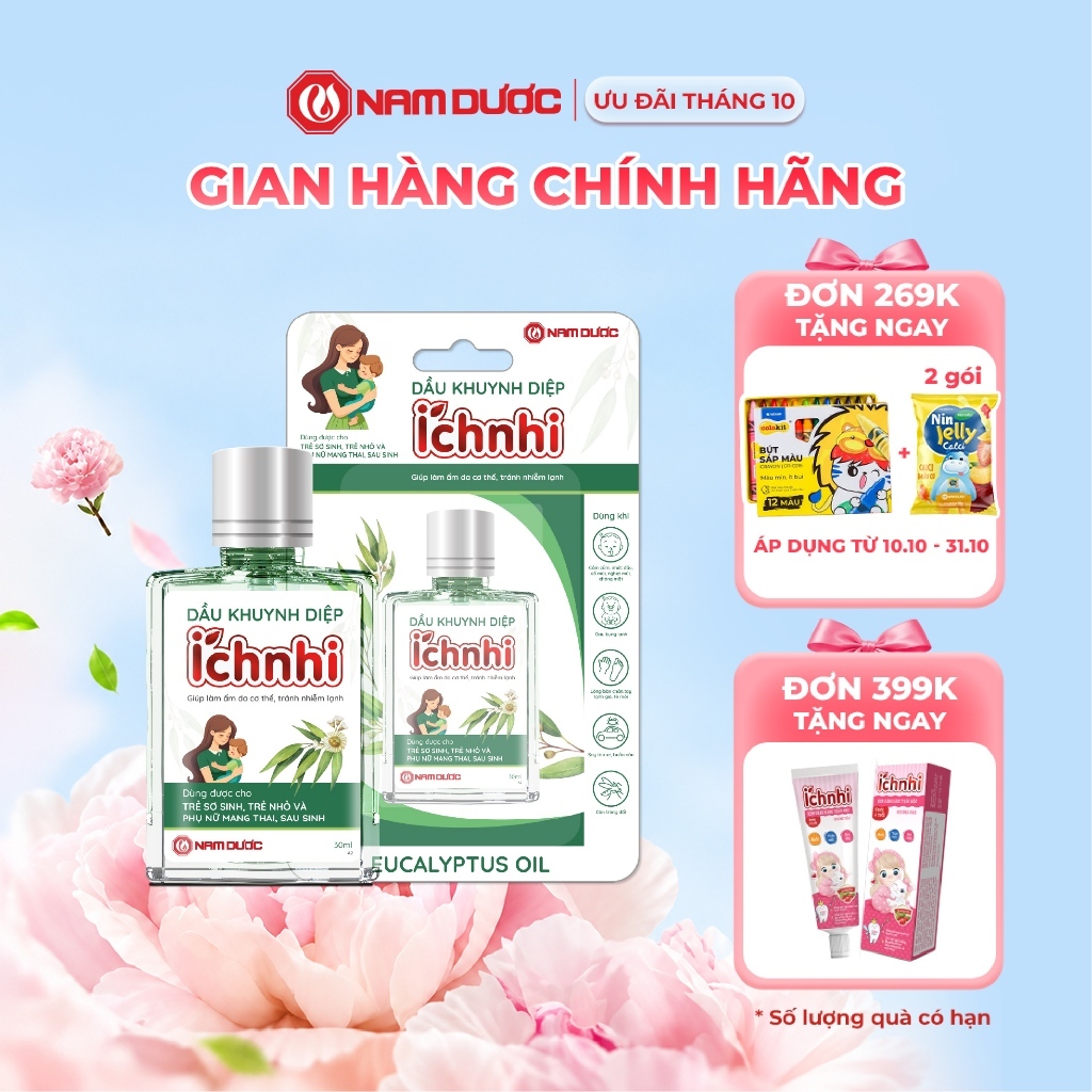 Dầu Khuynh Diệp Ích Nhi Nam Dược – Giúp Làm Ấm Da, Tránh Nhiễm Lạnh Cho Bé –…