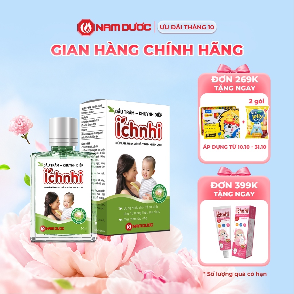 Dầu Tràm Khuynh Diệp Ích Nhi Nam Dược – Giúp Làm Ấm Da, Tránh Nhiễm Lạnh Cho…