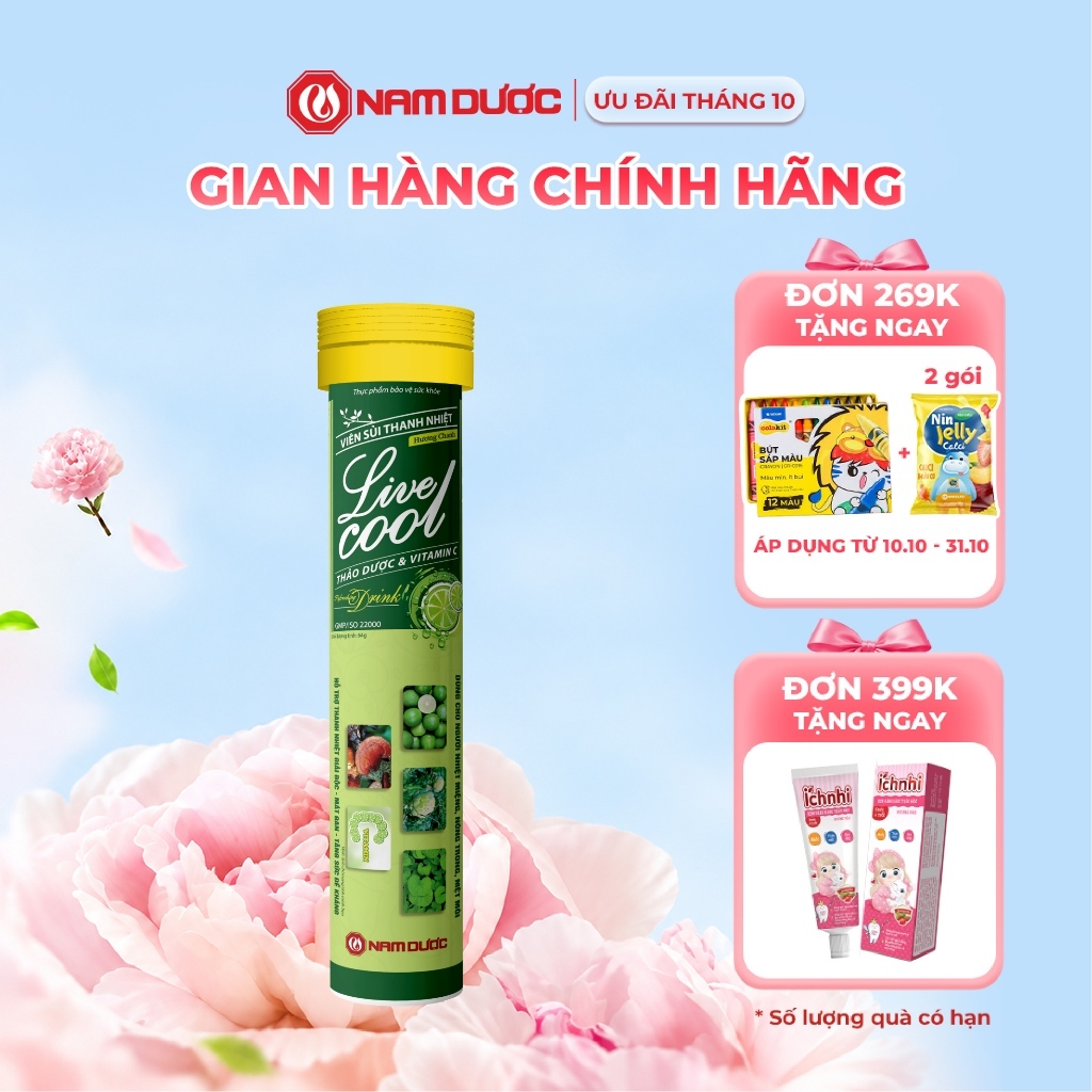 Viên Sủi Thanh Nhiệt Livecool Hương Chanh - TPBVSK Hỗ Trợ Giảm Nhiệt Miệng…