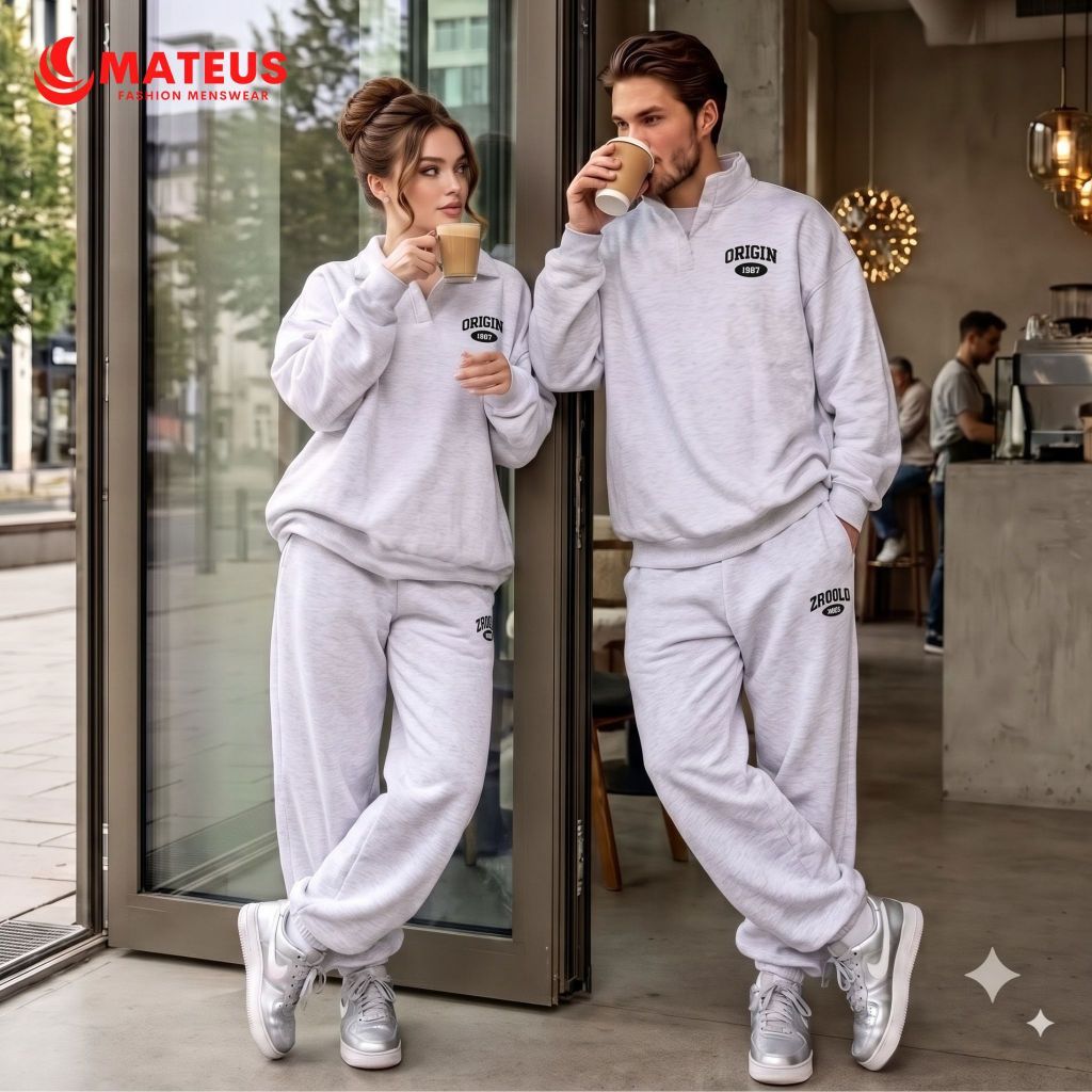 Set bộ thể thao nỉ bông dày dặn phong cách Hàn Quốc, bộ quần áo thu đông form rộng oversize cá tính MATEUS KP010