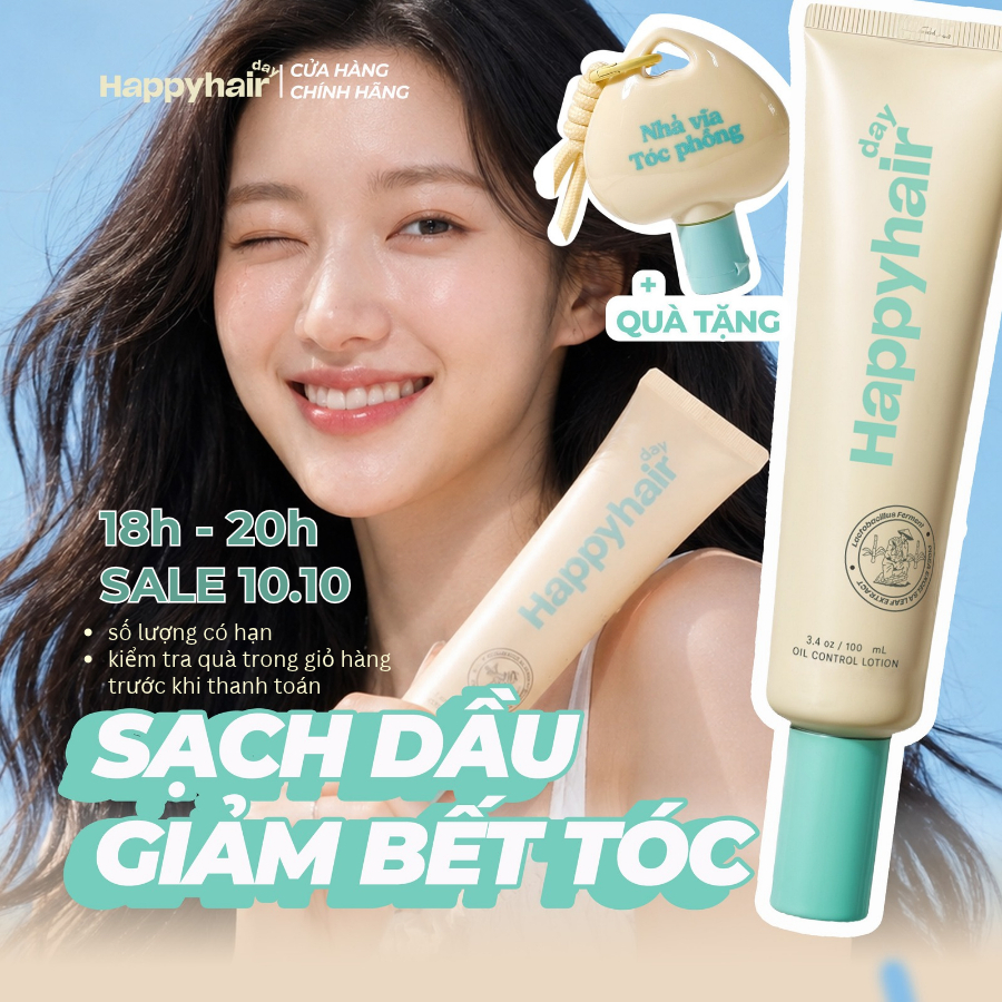 Lotion kiềm dầu Happy Hair Day 100ml giúp tóc bồng bềnh, hết dầu trong 24h dành cho tóc bết dầu