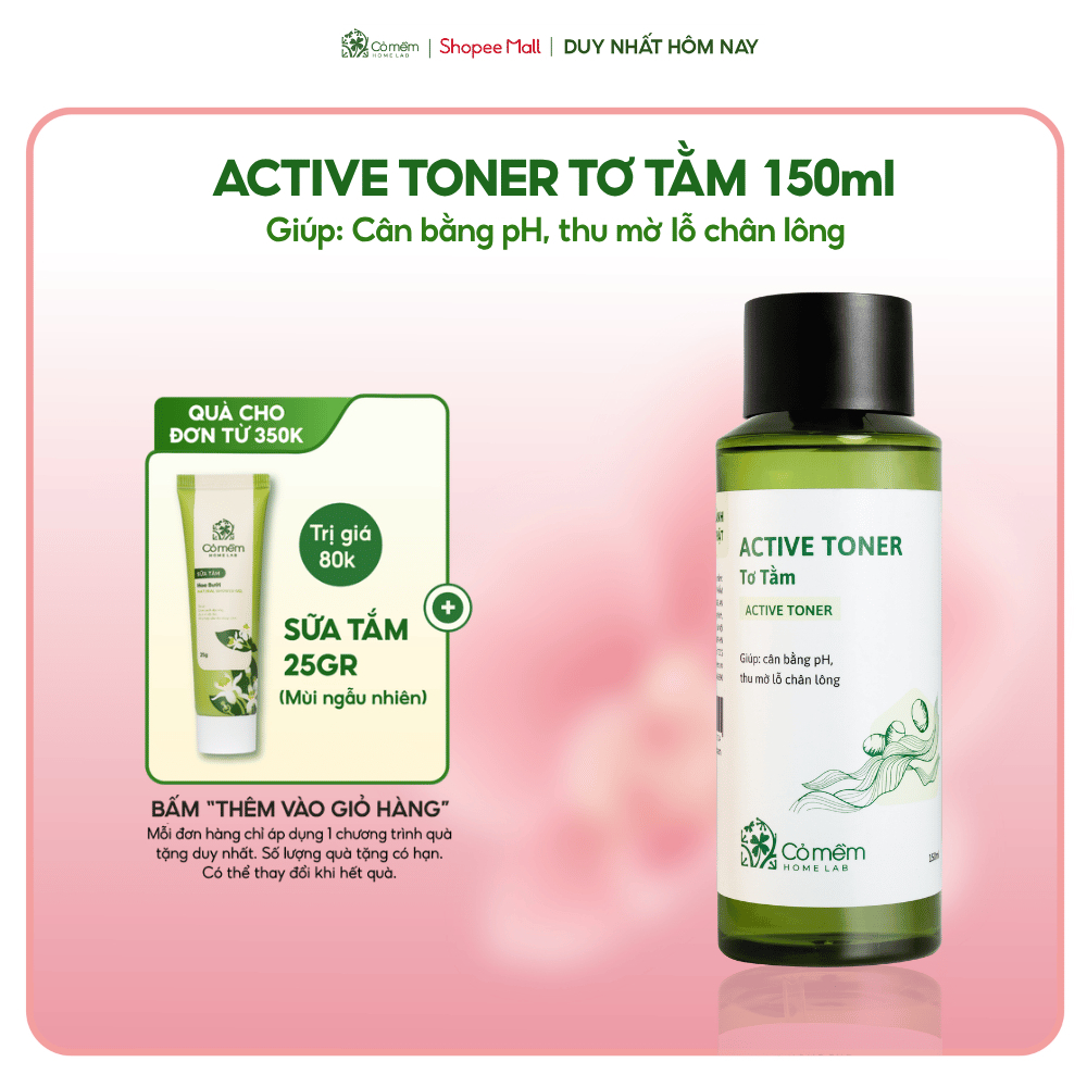 Active Toner Tơ Tằm Cấp Ẩm Thu Mờ Lỗ Chân Lông Cỏ Mềm 150ml