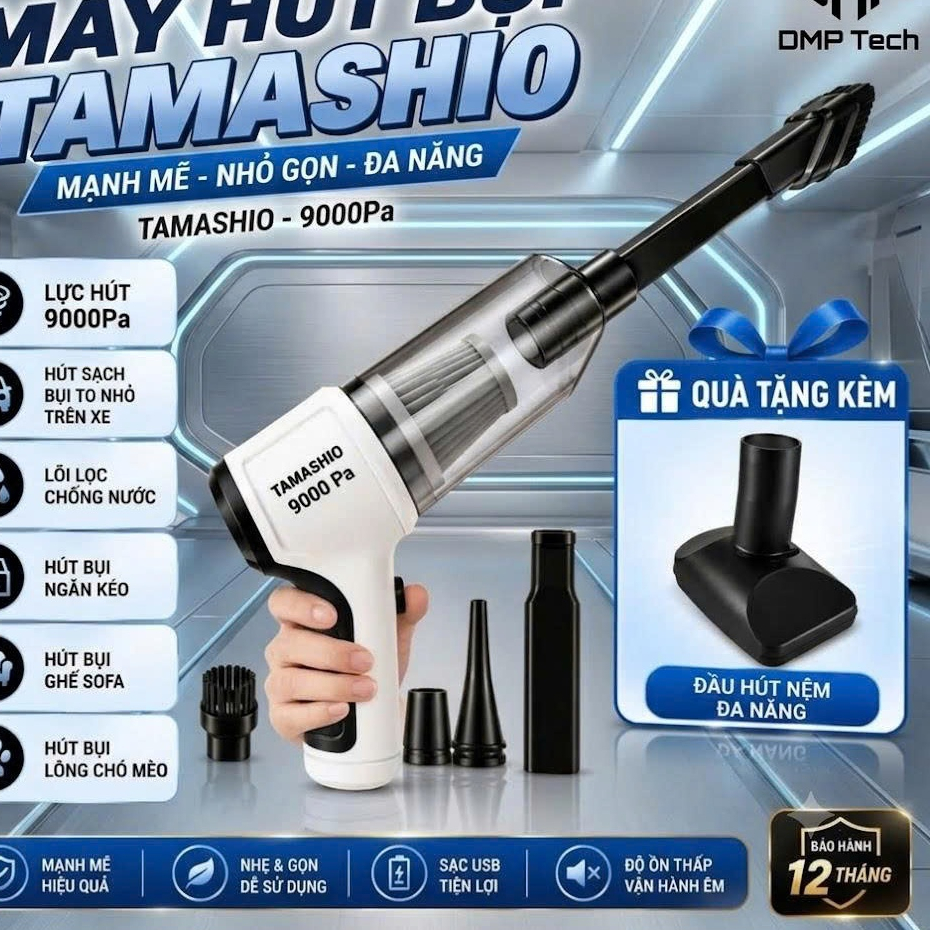 Máy Hút Bụi Cầm Tay TAMASHIO Không Dây Nhật Bản 7 Đầu Hút, Máy Hút Bụi Ô Tô…