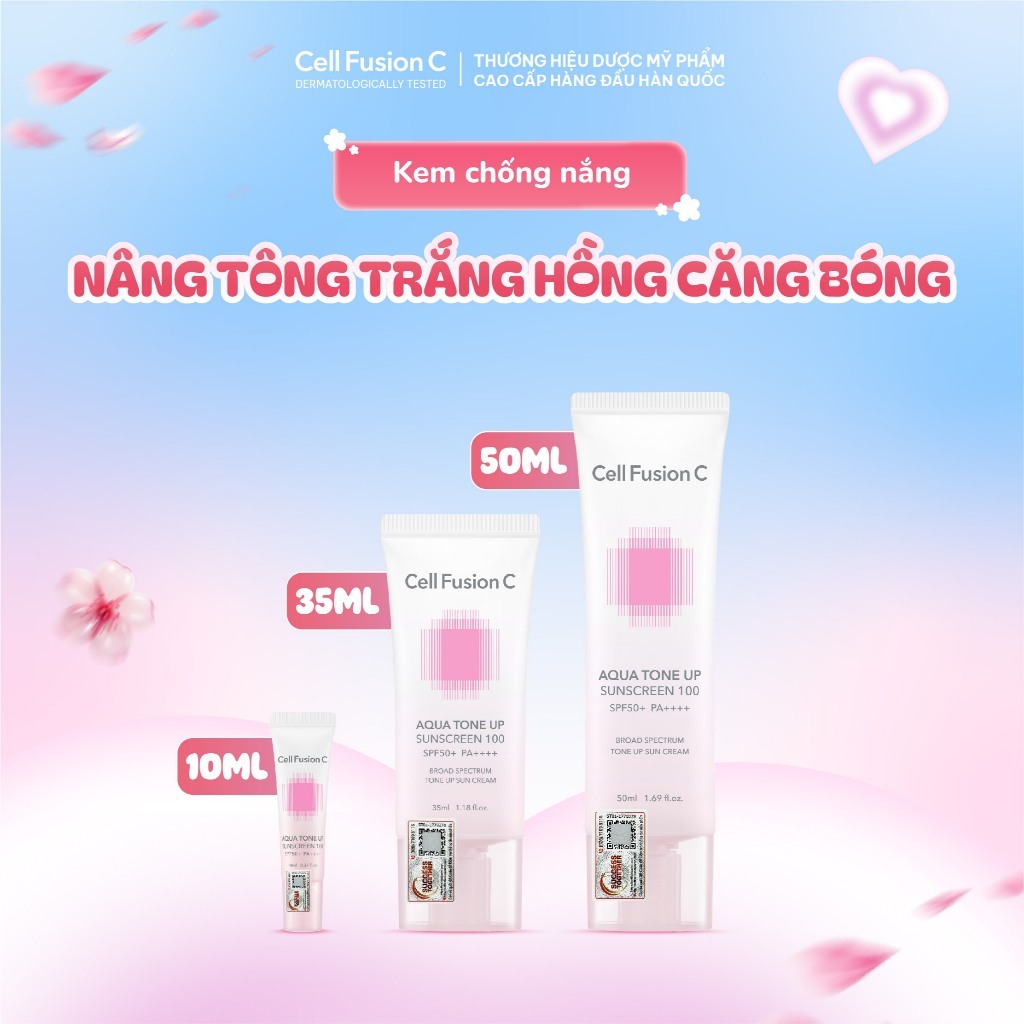 Kem Chống Nắng Nâng Tone Cấp Ẩm Cell Fusion C Aqua Tone Up Sunscreen 100 SPF 50+ PA++++