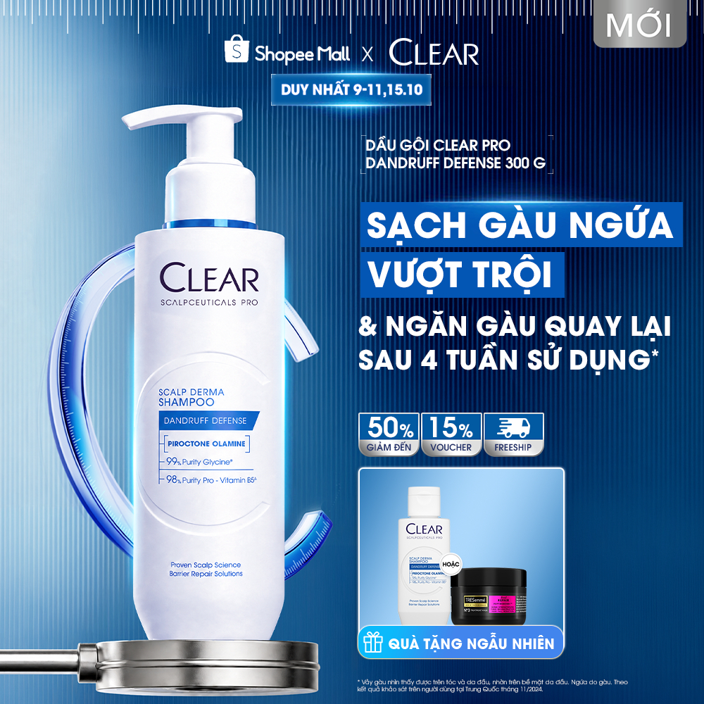 Dầu Gội Chuyên Dụng Giúp Sạch Gàu Ngứa Vượt Trội Clear Pro Dandruff Defense 300G