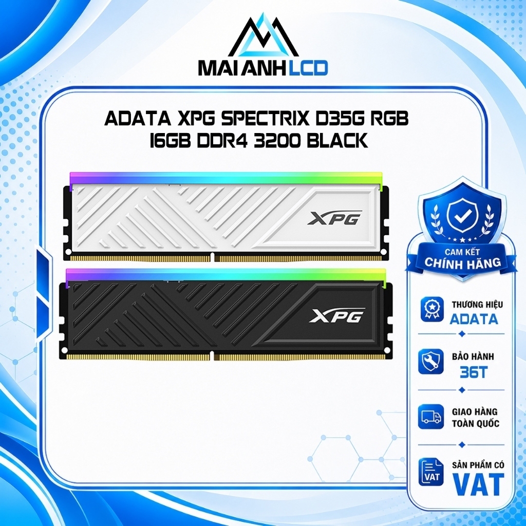 Ram Adata XPG D35G RGB Black 16GB | DDR4, 3200MHz, C16