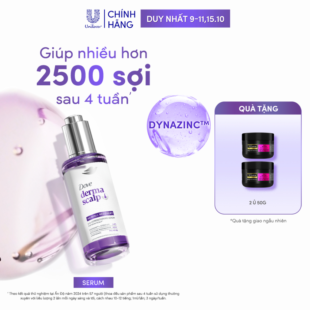 Serum Giảm rụng & Giúp tóc Phồng Dày Dove Derma Hairfall Recovery 3-in-1…