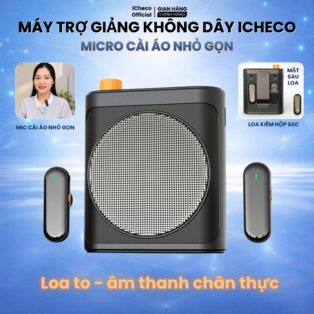 Loa trợ giảng không dây - micro cài áo cho giáo viên mic chống hú iCheco T57…