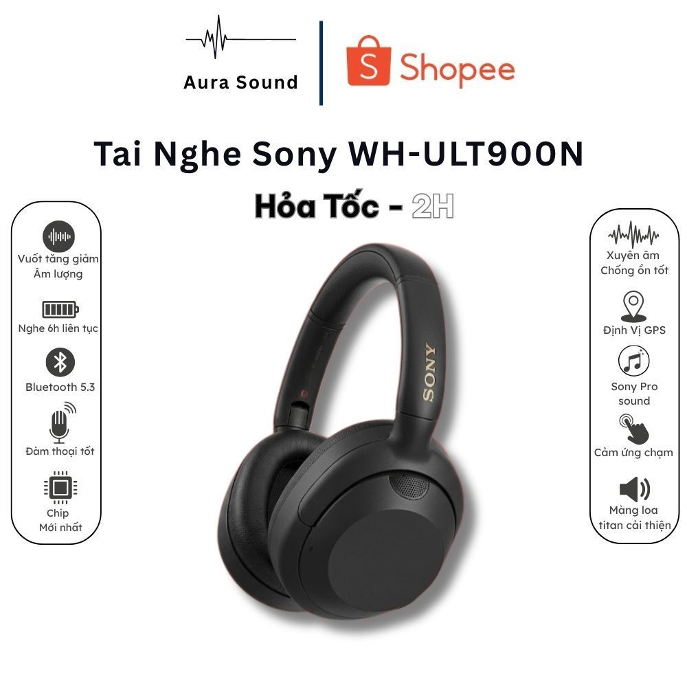 Tai Nghe Chụp Tai Sony WH-ULT900N - Chống Ồn, Âm Thanh ULT Power Sound, Bass Cực Mạnh, Pin 30-50 Giờ, Bảo Hành 12 Tháng