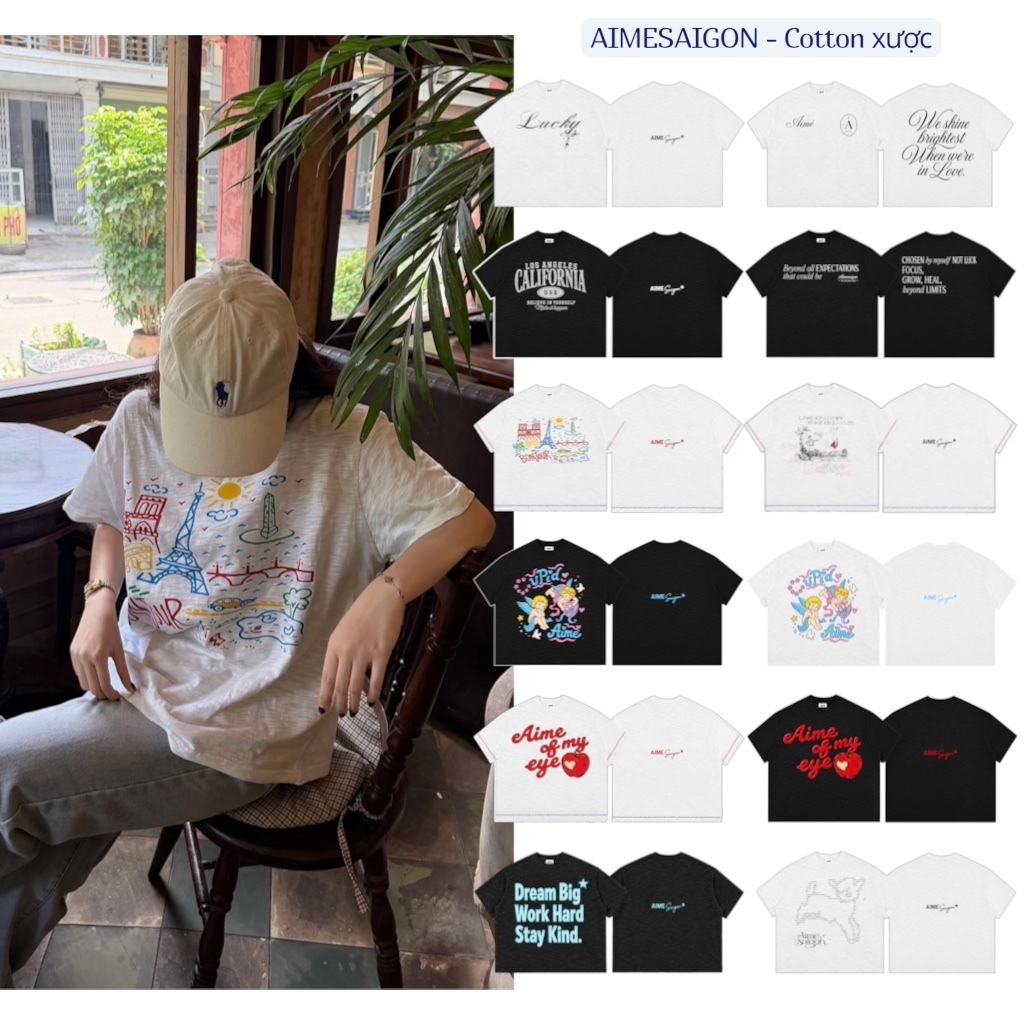 Link 1 [SLUB XƯỢC] A22 Aimesaigon Áo Thun Boxy BabyTee Vải Cotton Xược Mỏng Mát Local Brand Form Rộng Tay Ngắn Unisex