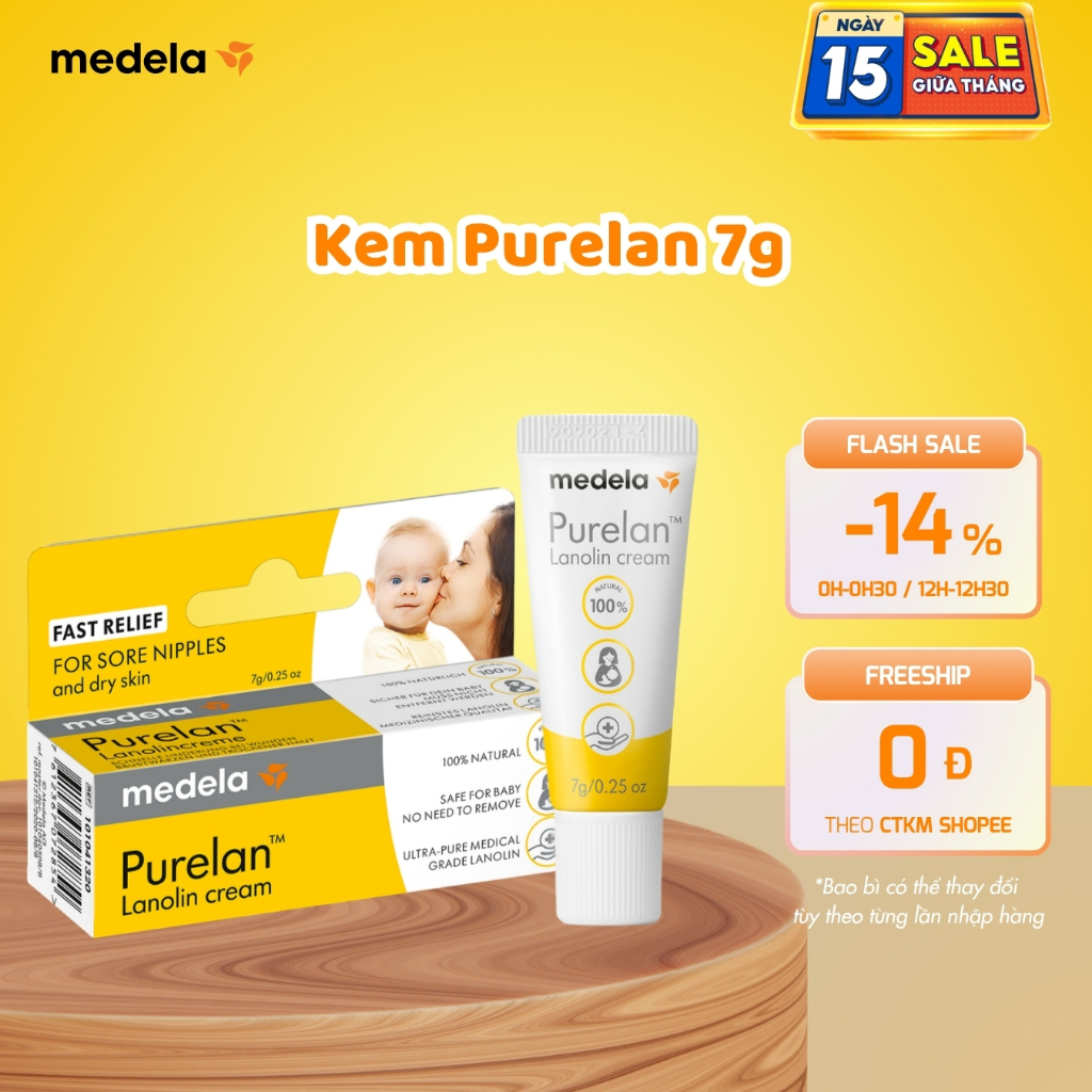 Kem Purelan™ Medela 7g - Kem bôi nứt cổ gà, khô da..