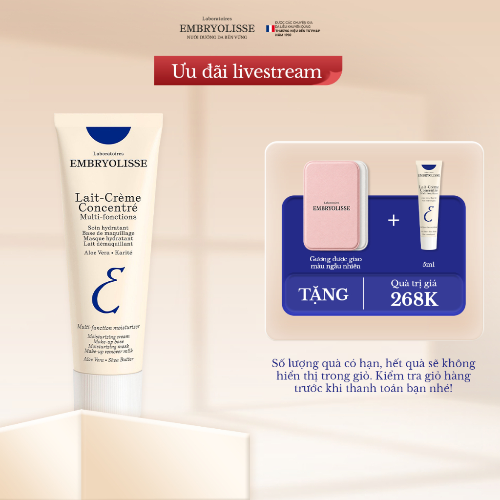 Kem Dưỡng Ẩm Phục Hồi Embryolisse Lait Creme Concentre 75ml