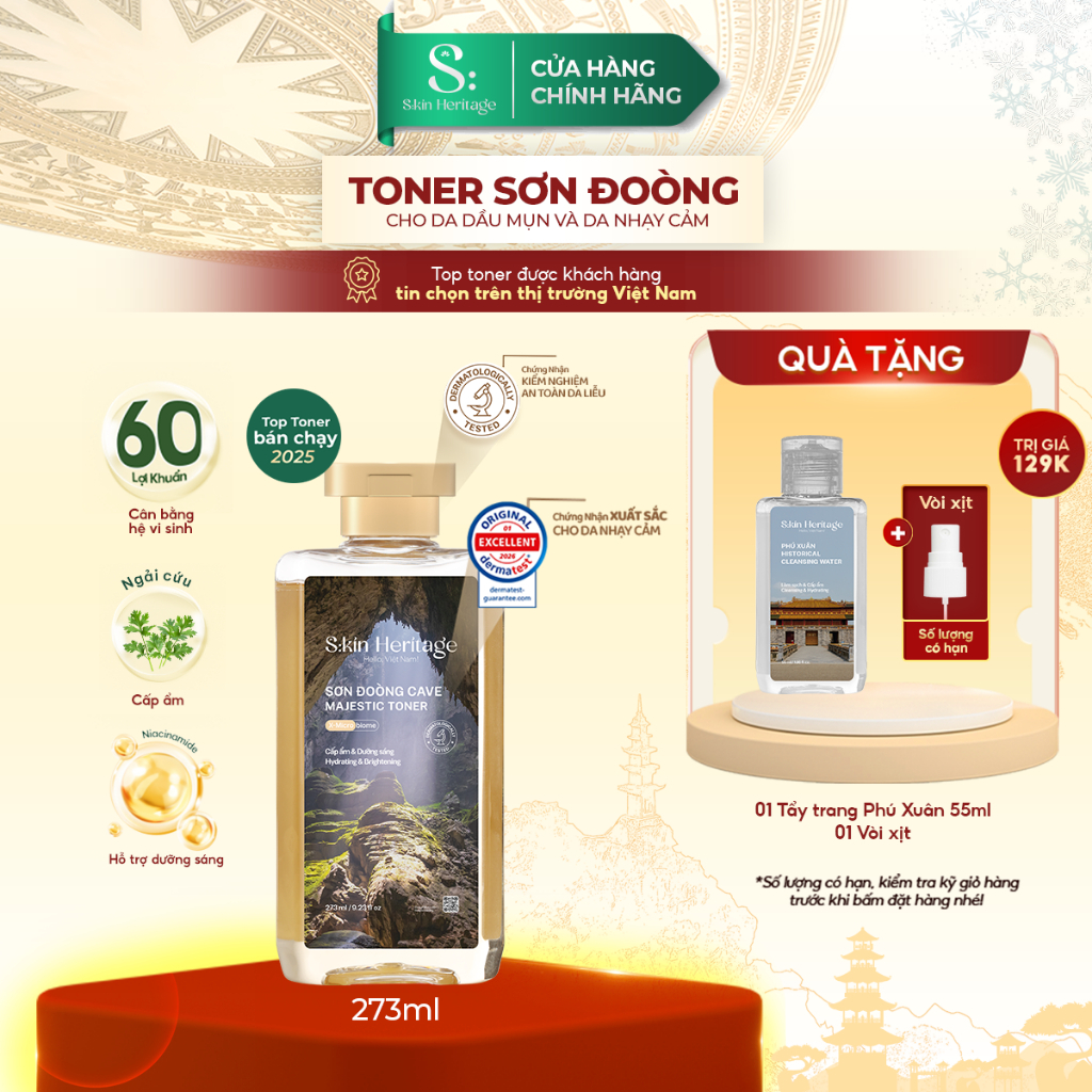 Toner Sơn Đoòng Skin Heritage hỗ trợ cấp ẩm, dưỡng sáng cung cấp 60 Lợi Khuẩn…