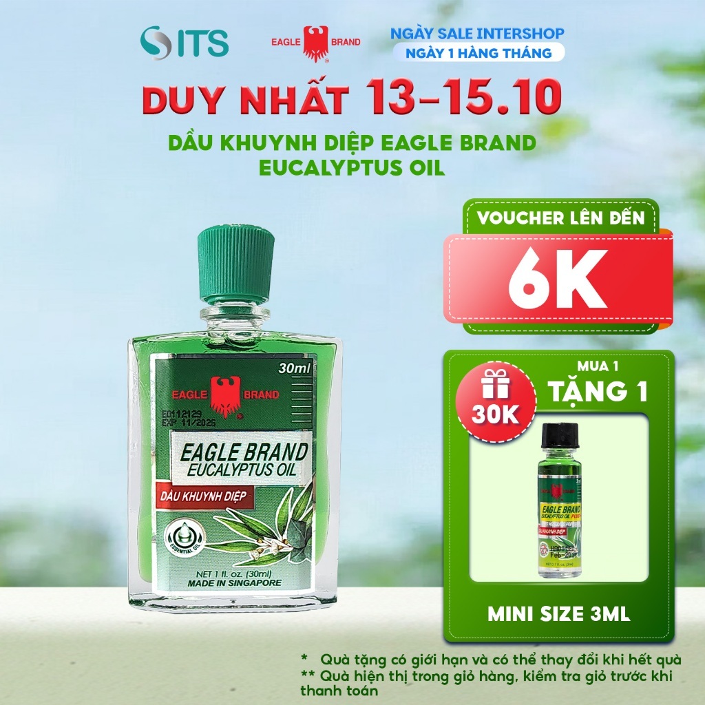 Tinh Dầu Khuynh Diệp Con Ó 2 Nắp Eagle Brand Eucalyptus Oil 30ml hỗ trợ giữ…