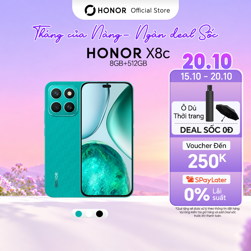 Điện thoại Honor X8c 8GB + 256/512GB | Camera 108MP| Kháng bụi và nước| Snapdragon 685 | Pin 5000mAh | BH 18 Tháng