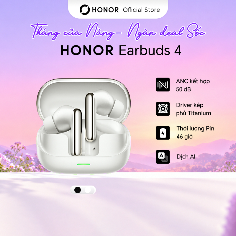 Tai Nghe Honor Earbuds 4 | Khử Tiếng Ồn Chuyên Sâu | Thời Lượng Pin Lên Đến 46H | Bluetooth 5.3 | Bảo Hành 12 Tháng