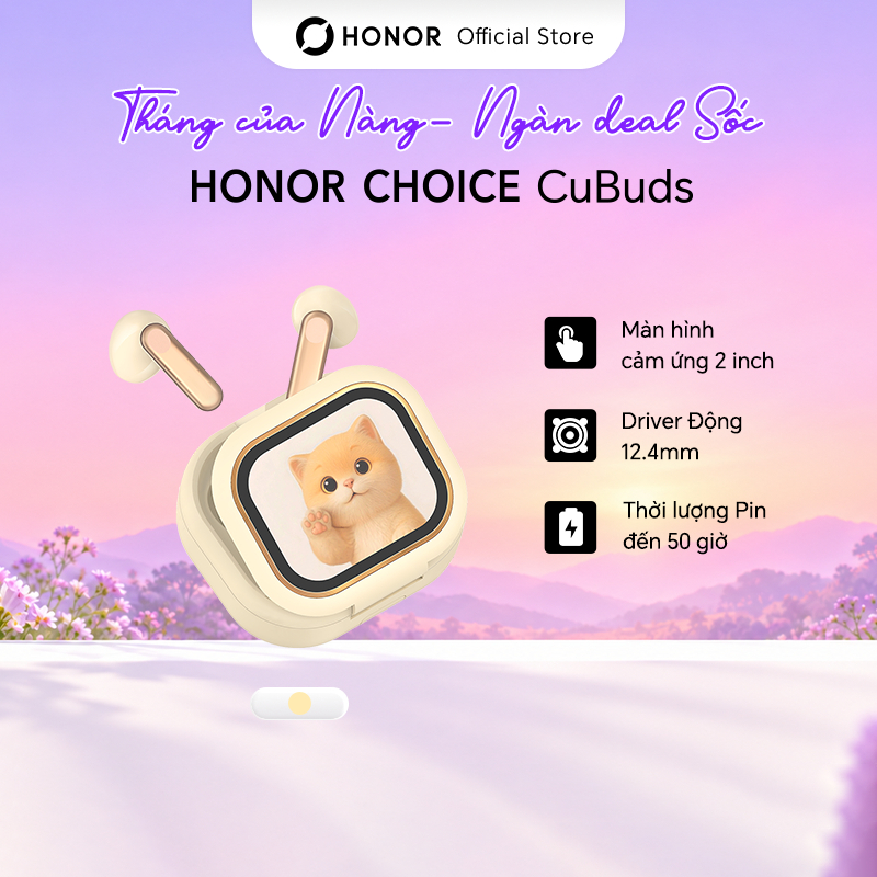 Tai Nghe Honor Choice CuBuds | Màn hình cảm ứng 2 Inch l Báo Thức | Pin 50 Giờ | Bluetooth 6.0 | BH Chính Hãng 12 tháng