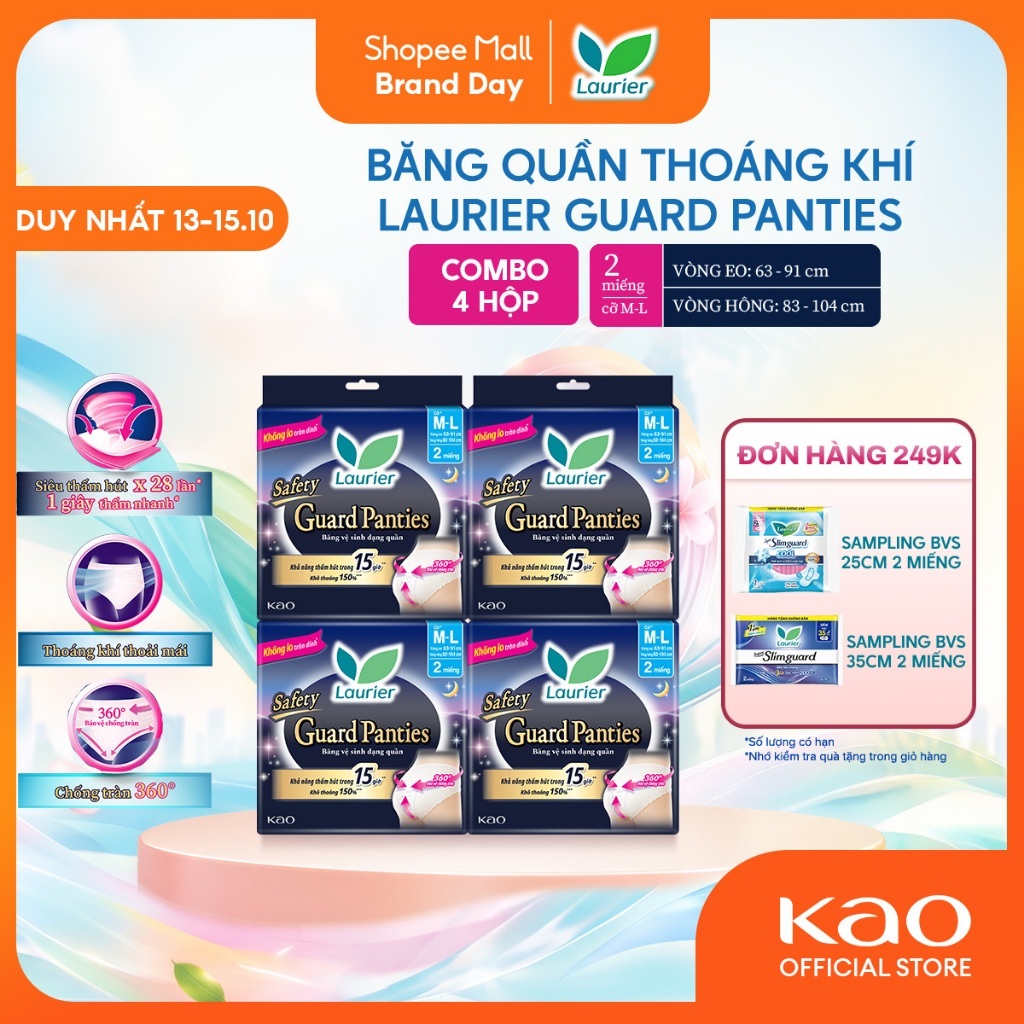 Combo 4 Băng Vệ Sinh Quần Laurier Guard Panties Size M-L Gói 2 Miếng