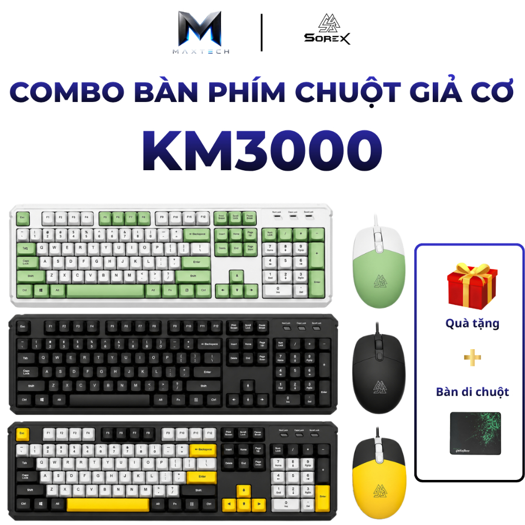 Bộ Phím Chuột Văn Phòng Giả cơ SOREX KM3000 Dùng Cho Văn Phòng Hãng Chính Hãng…