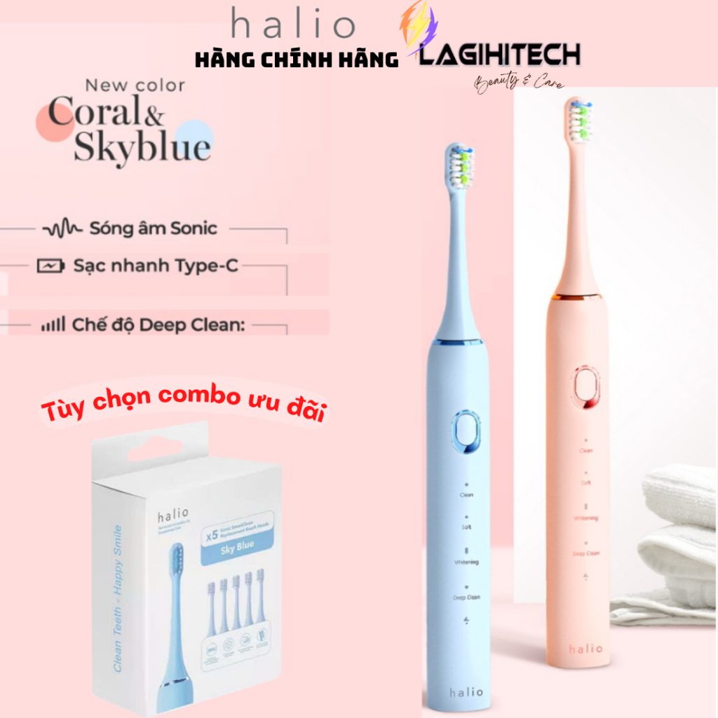 (Giá Hủy Diệt) Bàn Chải Đánh Răng Điện Halio Sonic SmartClean Electric Toothbrush- Chính Hãng - BH 2
