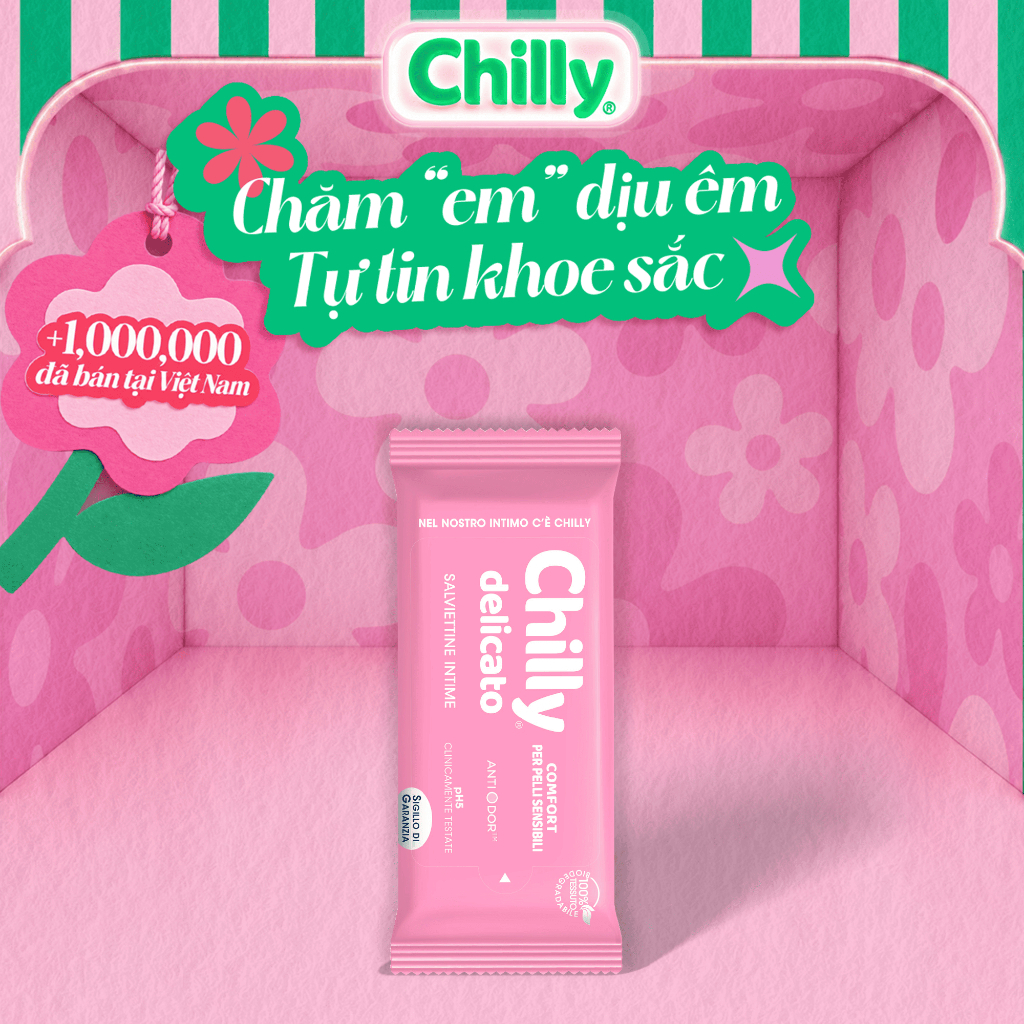 Khăn lau phụ khoa Chilly Delicato Salviettine Intime Anti-Ddor chiết xuất lô hội dưỡng mềm mại, sạch dịu êm gói 12 tờ