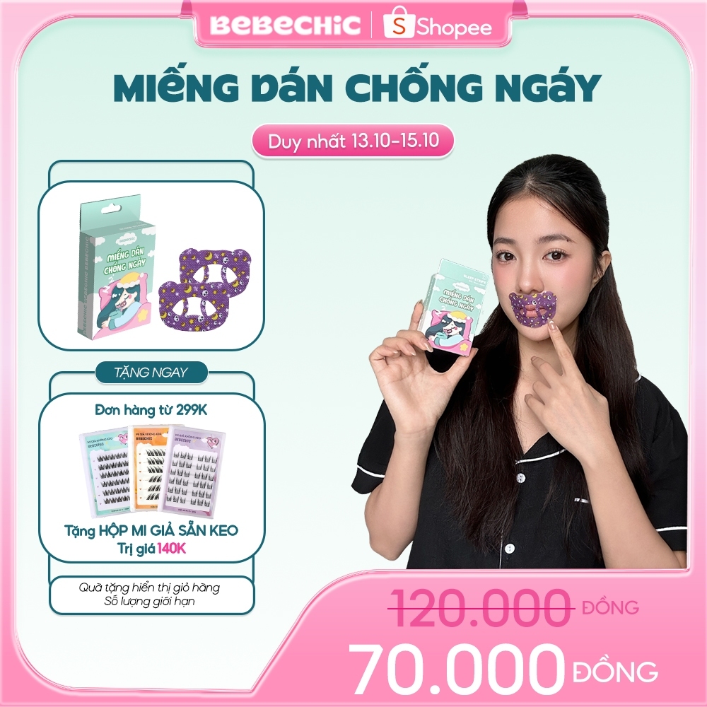 Miếng Dán Chống Ngáy Ngủ BEBECHIC Giảm Nghiến Răng, Ngăn Chảy Nước Bọt Khi Ngủ (Hộp 30 miếng)