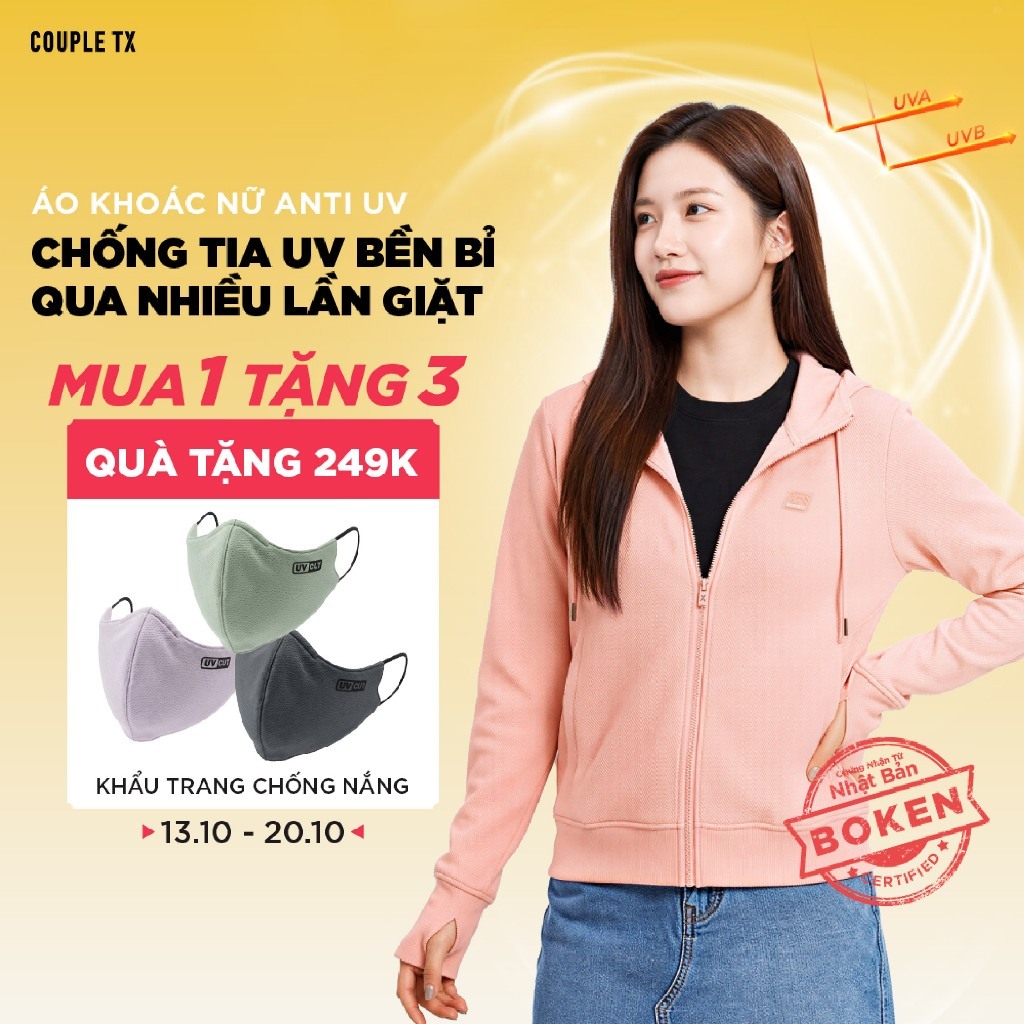 Áo Khoác Chống Nắng Nữ Couple TX Anti UV 98% UPF 50++ Original Thun Cotton Thoáng Mát Form Vừa WOK 2064