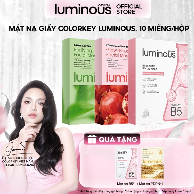 1 Hộp Mặt Nạ Giấy Colorkey Luminous Hỗ Trợ Cấp Ẩm PHIÊN BẢN NÂNG CẤP MỚI 10 miếng/hộp