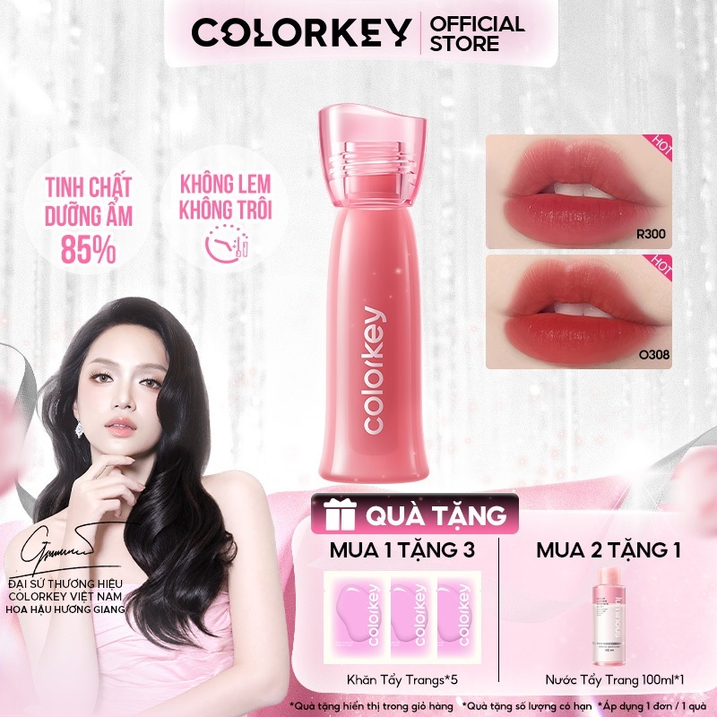 Son Watery Tint Colorkey Phiên Bản Mới Bền Màu Lâu Trôi, Không Dính Cốc, Siêu Mịn Môi 2.5g