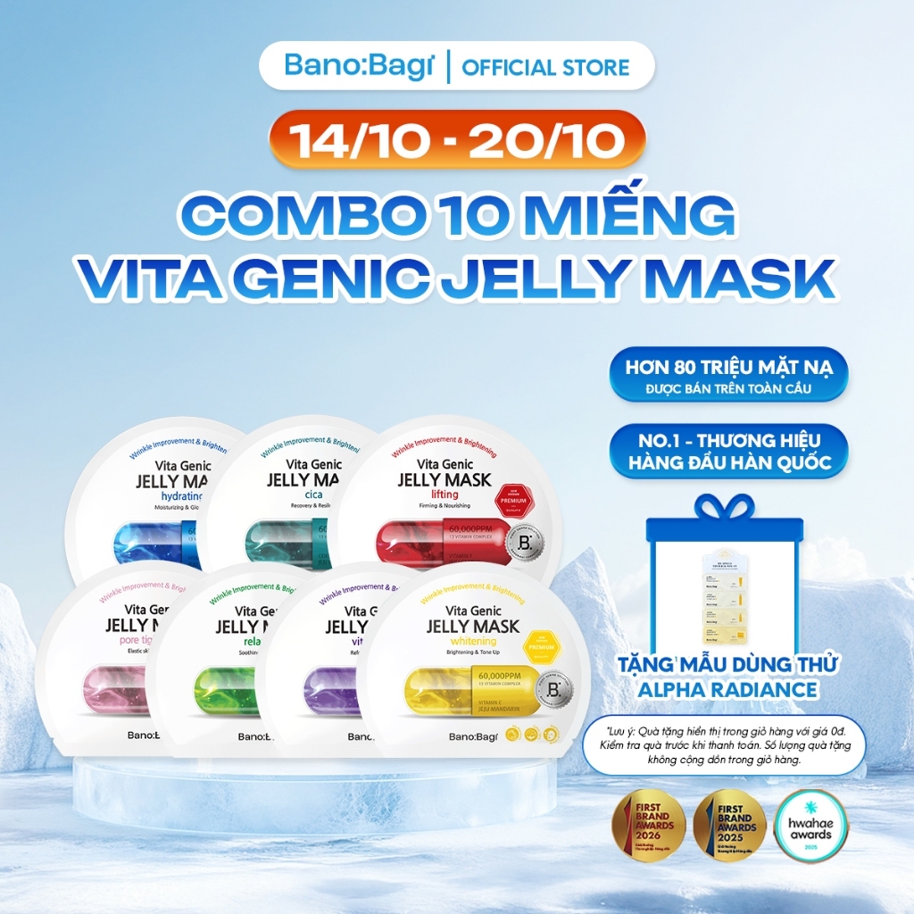 COMBO 10 Miếng Mặt Nạ BANOBAGI Vita Genic Jelly Mask Dưỡng Da Chuyên Sâu Dành…