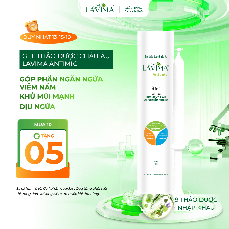 Gel Lavima Antimic (Đũa Thần Phụ Khoa Inner) Giúp Ngăn Ngừa Viêm Nấm, Dịu Ngứa Rát Tại Chỗ, Bút 3g