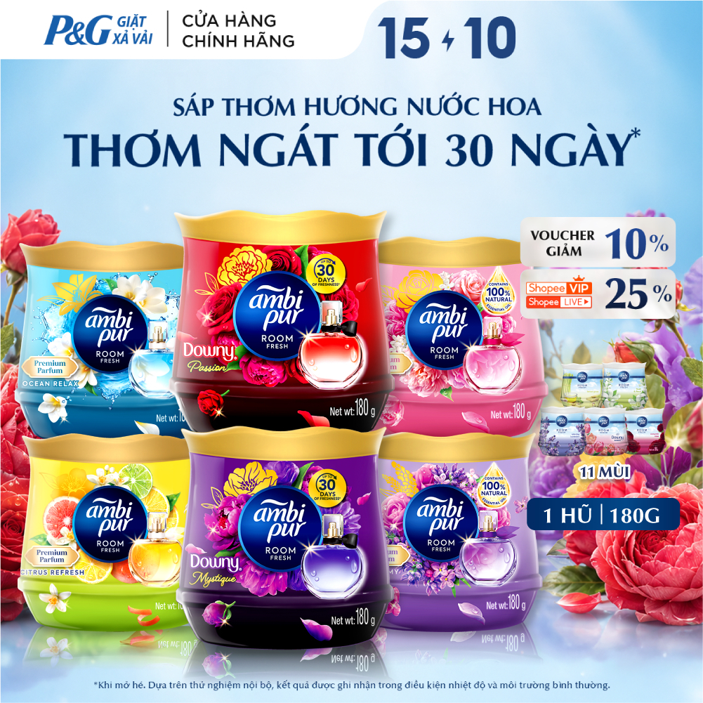 Sáp Thơm AMBI PUR Hương Thơm Thư Giãn 180G - Sáp Thơm Phòng Ngủ, Nhà Vệ Sinh, Phòng Khách, Bếp