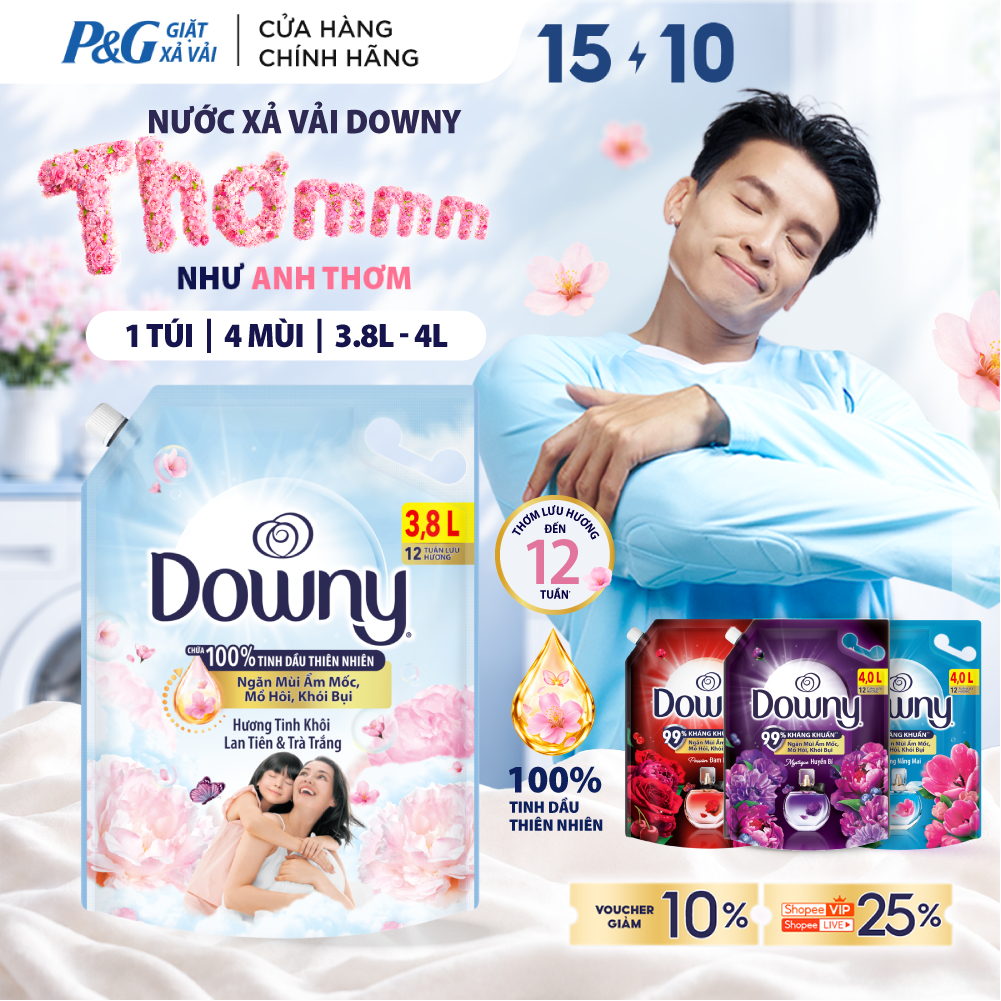Nước Xả Vải DOWNY Hương Nước Hoa Cao Cấp/ Chống Khuẩn Nhiều Mùi Hương Túi…