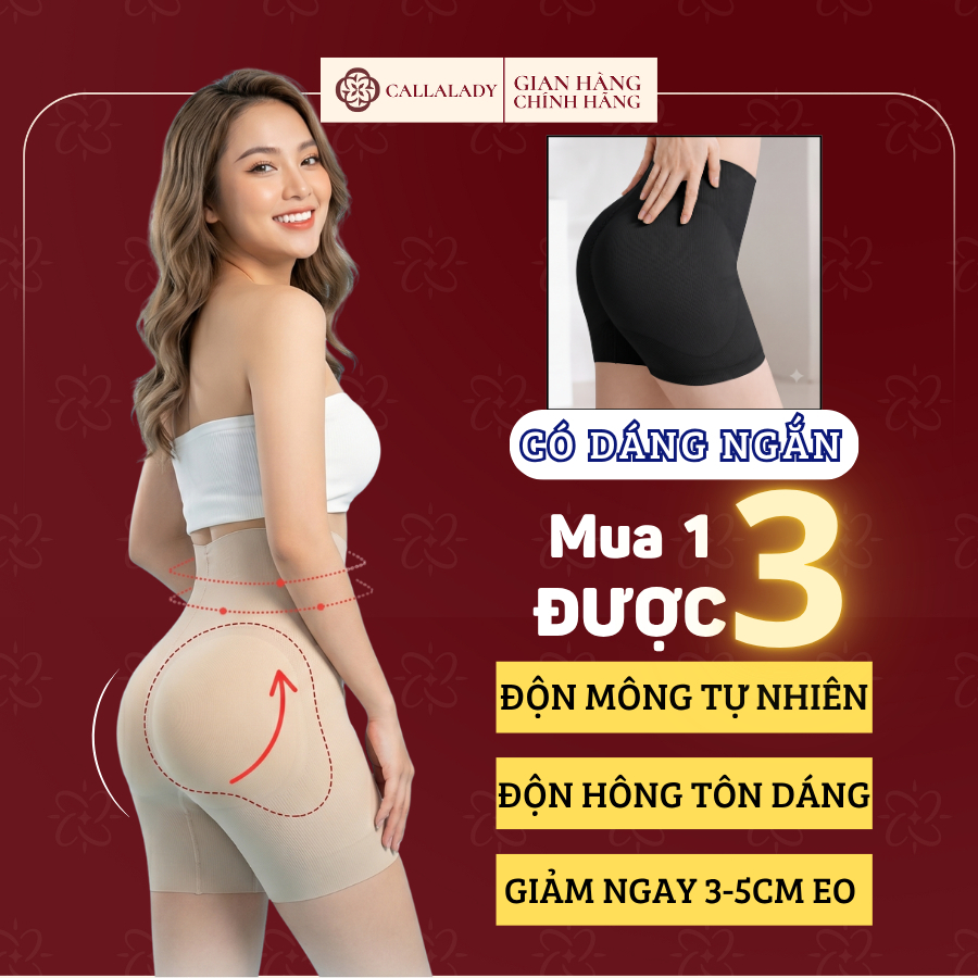 Quần độn mông và hông Callalady che bụng siết eo nâng mông tự nhiên không lộ…