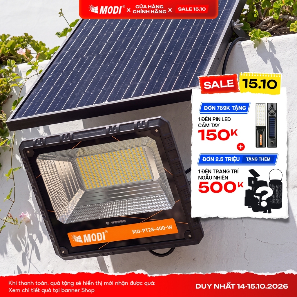 Đèn Led Năng Lượng Mặt Trời MODI SOLAR Siêu Sáng Chống Nước Loại 50W, 80W…