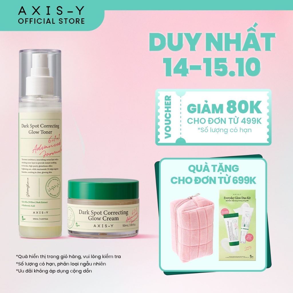 [DEAL ĐỘC QUYỀN] Combo Dưỡng Sáng Mờ Thâm AXIS-Y Kem dưỡng & Toner | Dark Spot Cream & Toner 50ml & 