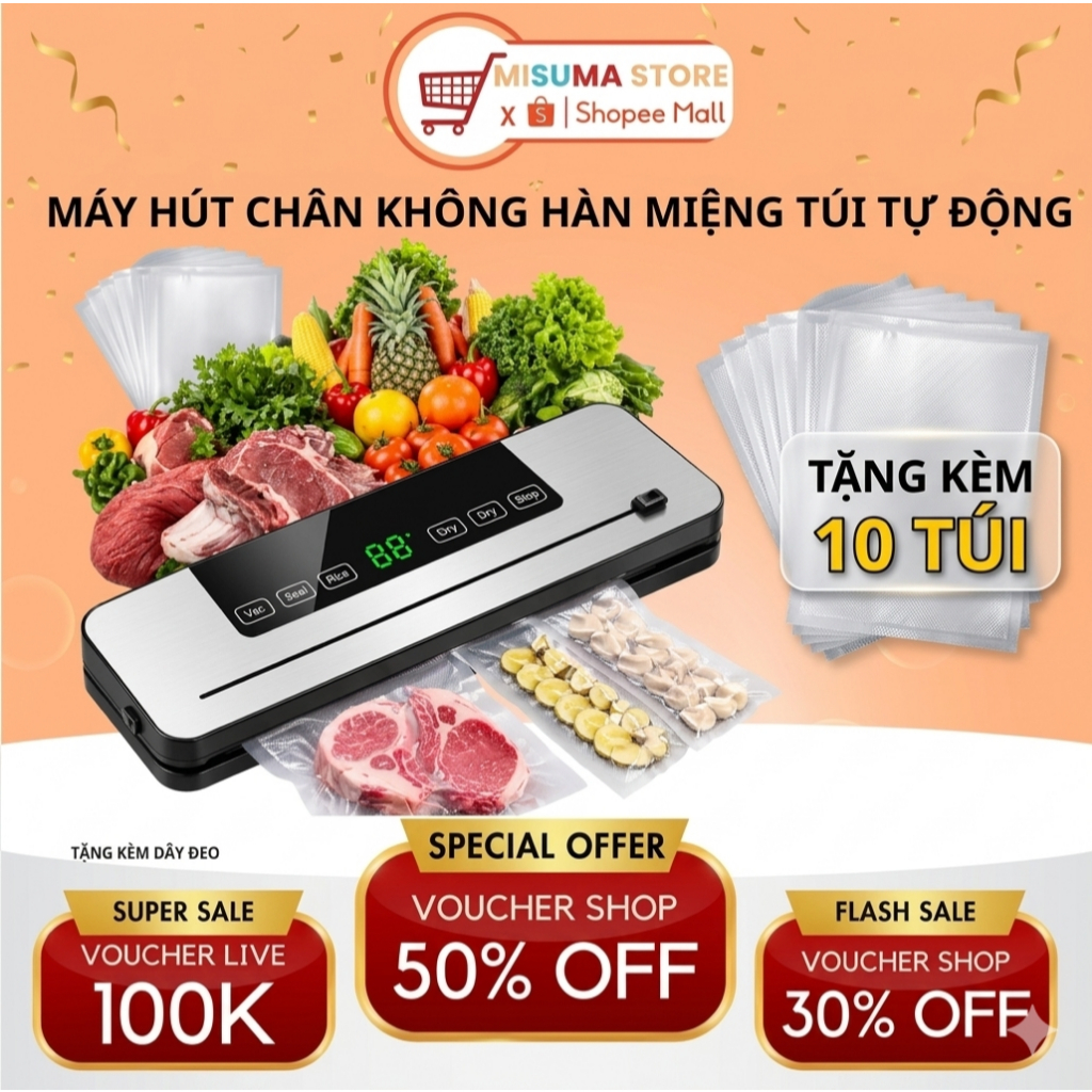 Máy hút chân không hàn miệng túi hoàn toàn tự động, máy đóng gói thực phẩm hàn miệng túi khử trùng bằng tia cực tím