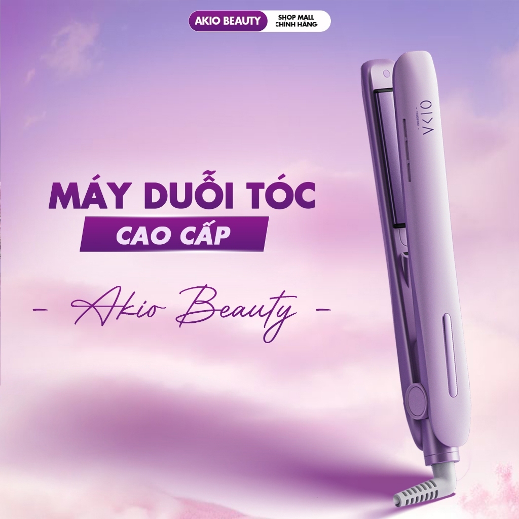 Máy duỗi tóc ép thẳng Lavender thương hiệu AKIO BEAUTY tạo kiểu thẳng xoăn có ion âm bảo vệ tóc