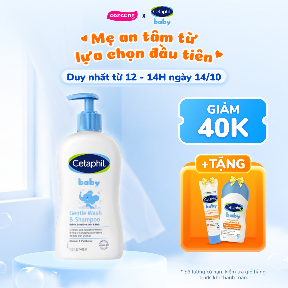 Sữa tắm gội cho trẻ em (Cetaphil Baby Gentle Wash&Shampoo) 400ml