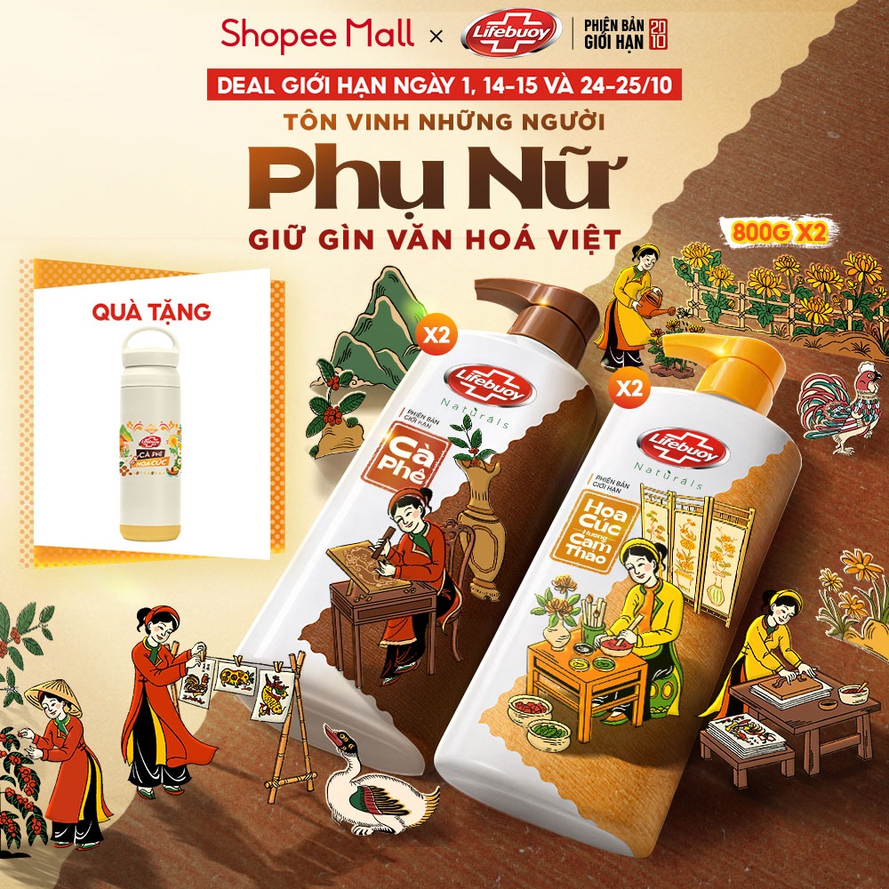 Combo 2 Sữa Tắm Lifebuoy Hoa Cúc Cam Thảo & Cà Phê 800G