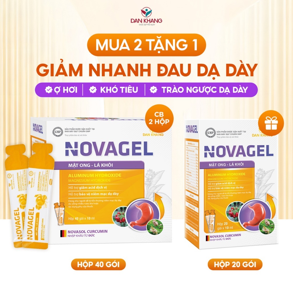 Gói uống dung dịch nghệ mật ong giảm đau dạ dày giảm trào ngược dạ dày Novagel Dân Khang